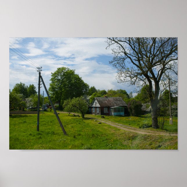 Belarus Rural Road Hut House Landscape Nature Poster (Front)
