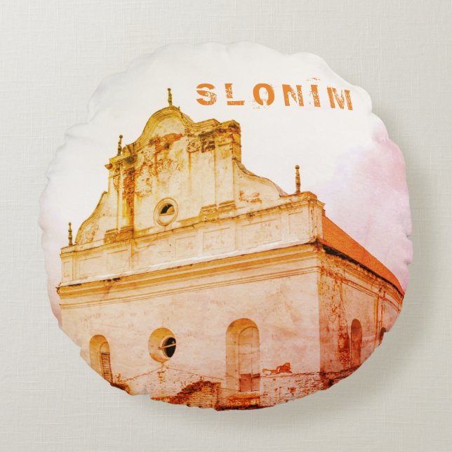 Belarus Slonim Great Synagogue Architecture Round Pillow (Front)