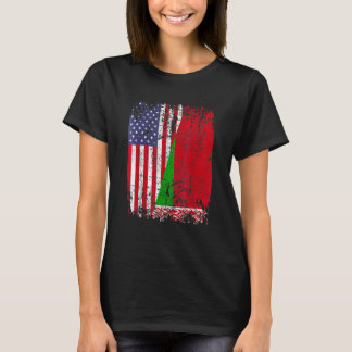 BELARUSIAN ROOTS Half American Flag BELARUS FLAG T-Shirt