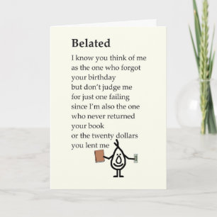 Belated A Funny Belated Happy Birthday Poem  Card