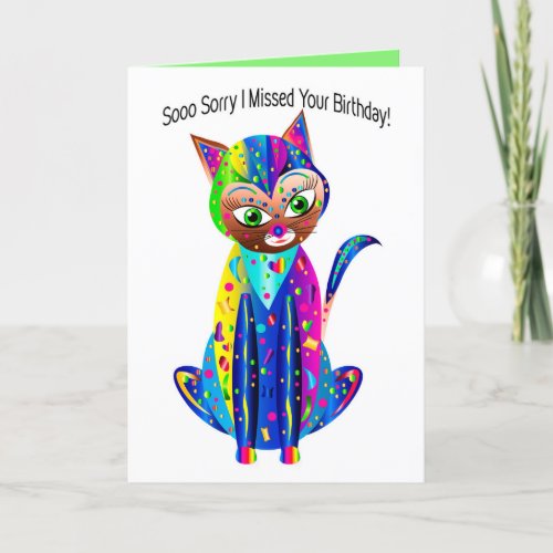 Belated Birthday Calico Cat Kaleidoscope Group Card