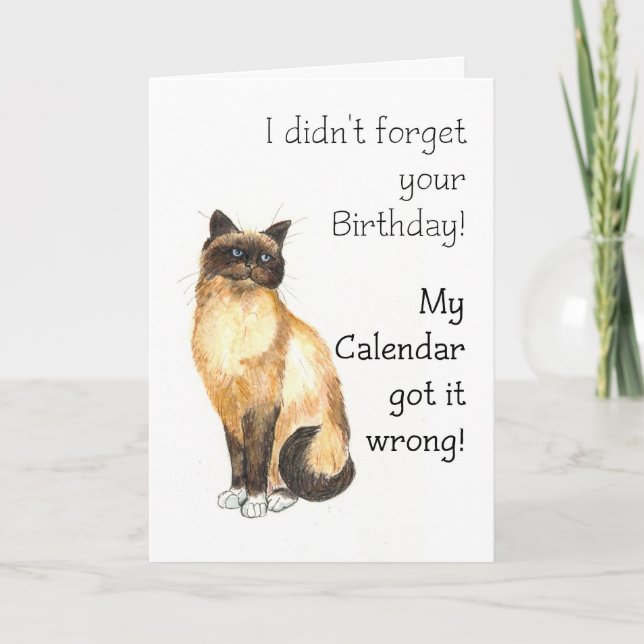 Belated Birthday Card - Birman Cat (Front)