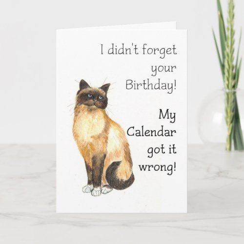 Belated Birthday Card _ Birman Cat