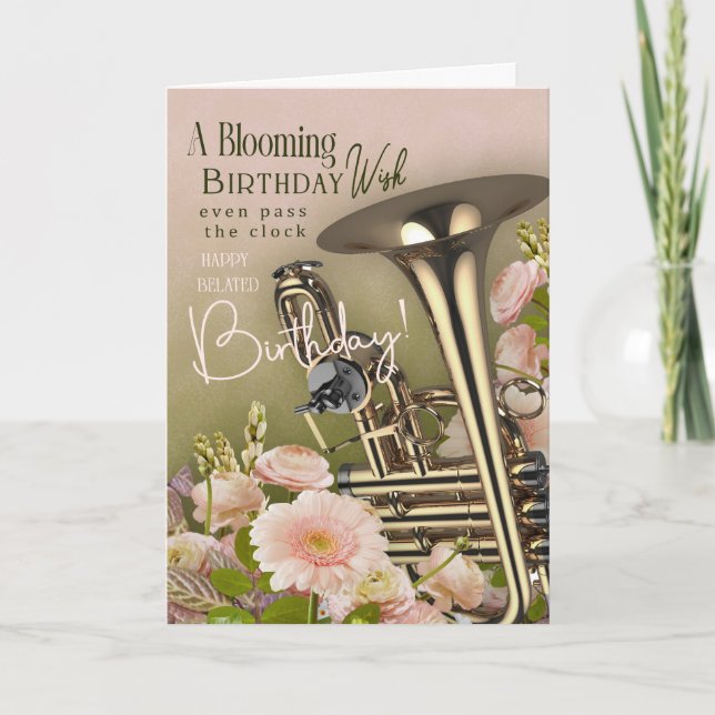 Belated Birthday Card For Brass Instrument Player (Front)