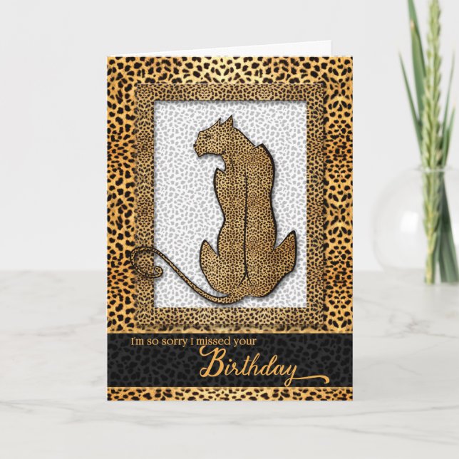 Belated Birthday Cheetah Animal Print Card (Front)