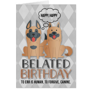 Belated Birthday Cute Cartoon Dogs Cards