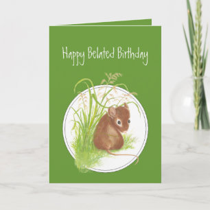 Belated Birthday,Cute Mouse, Scripture Blessing Card