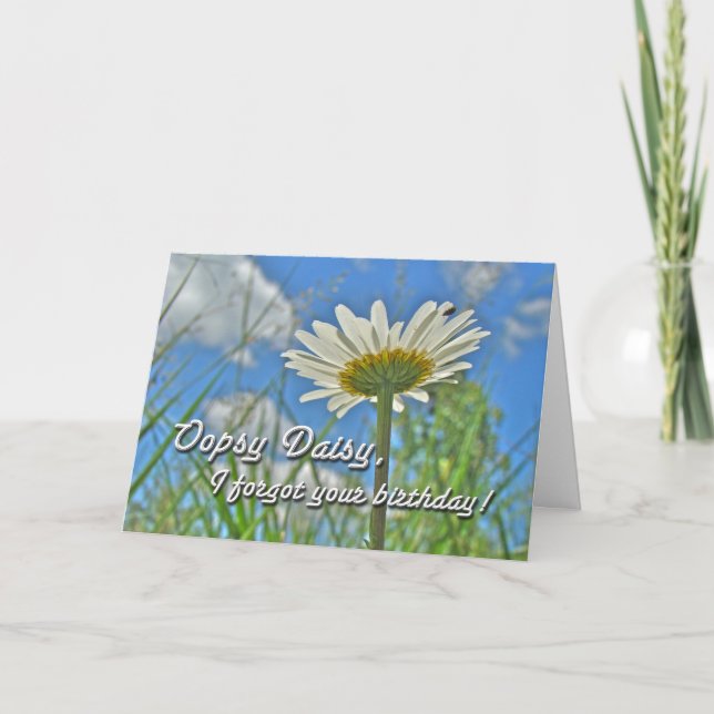 Belated Birthday Greeting - White Floral Daisies Card (Front)