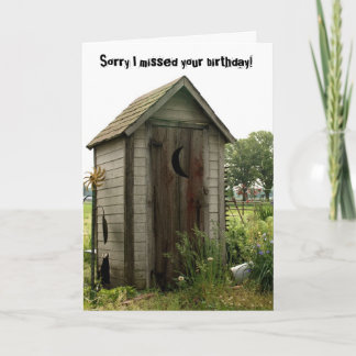 belated birthday, outhouse card