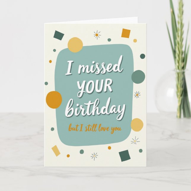 Belated Birthday Teal Script Card (Front)