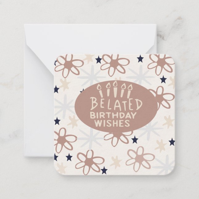 Belated birthday wishes note card (Front)