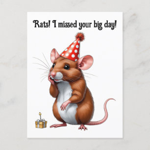 Belated Birthday Wishes with a Cute Rat Postcard