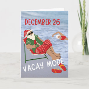 Belated Christmas Santa on Vacay at the Beach Card