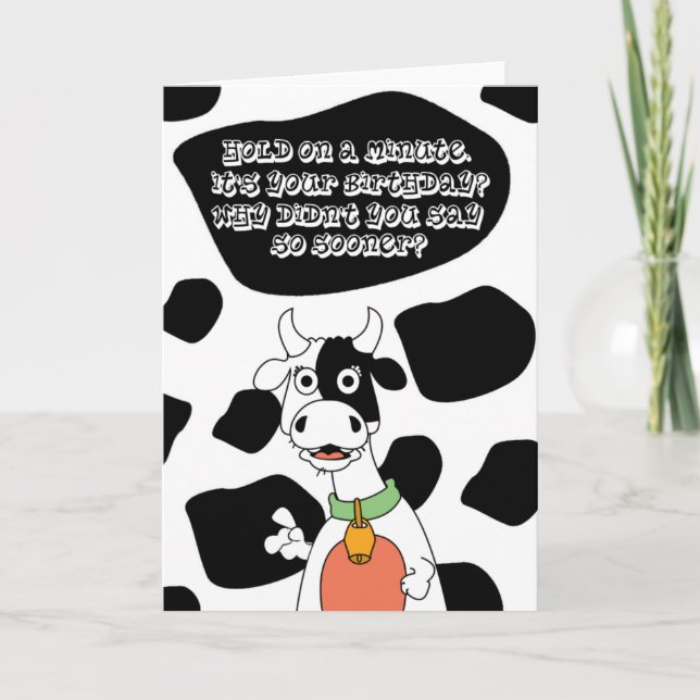 Belated Happy Birthday - Cow and Cow Print Card (Front)