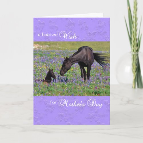 Belated Mothers Day Card Mustang Mare with Foal