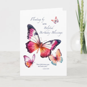 Belated Religious Birthday Watercolor Butterflies Card