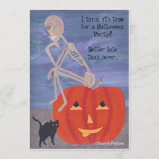 Belated Skeleton Halloween Party Invitations