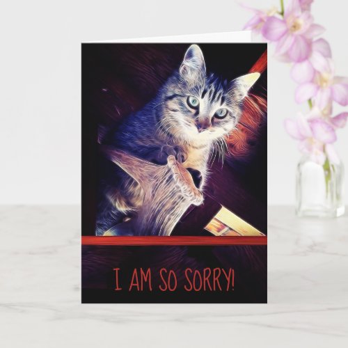 Belated Sorry Cute Tabby Kitten Replacable Photo Card