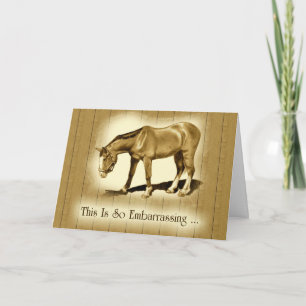 Belated Thank You: Drawing of Horse: Embarrassed You Card