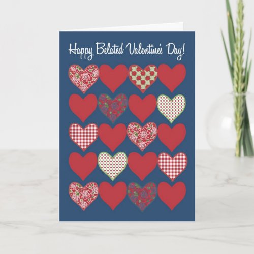 Belated Valentines Card Hearts and Roses Holiday Card