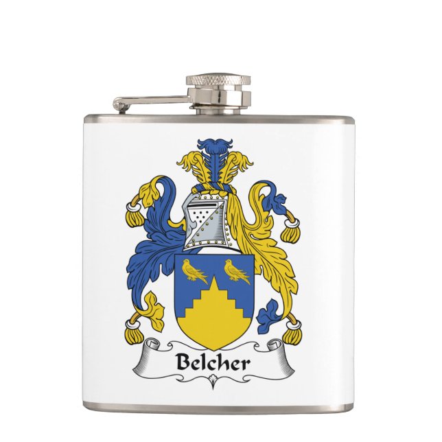 Belcher Family Crest Hip Flask (Front)