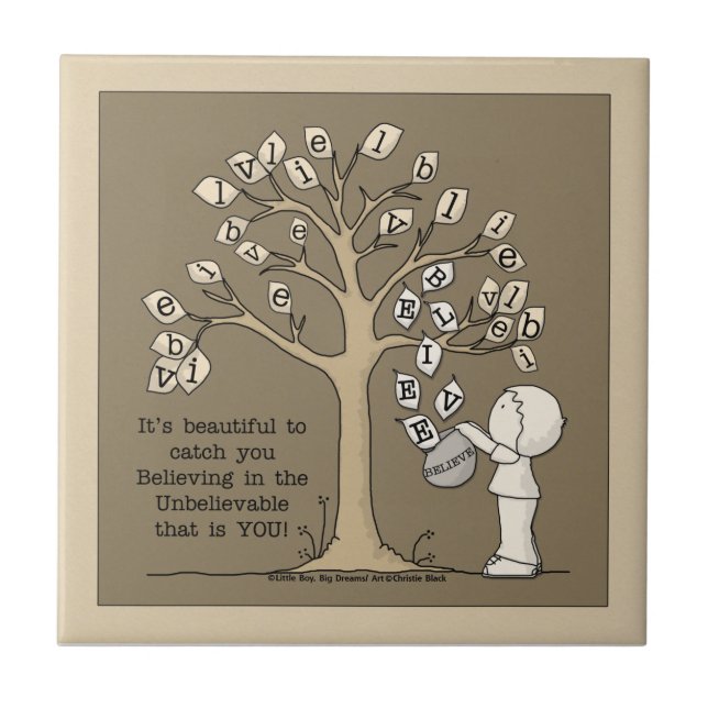 Be'LEAVES'- Catching Leaves Ceramic Tile (Front)