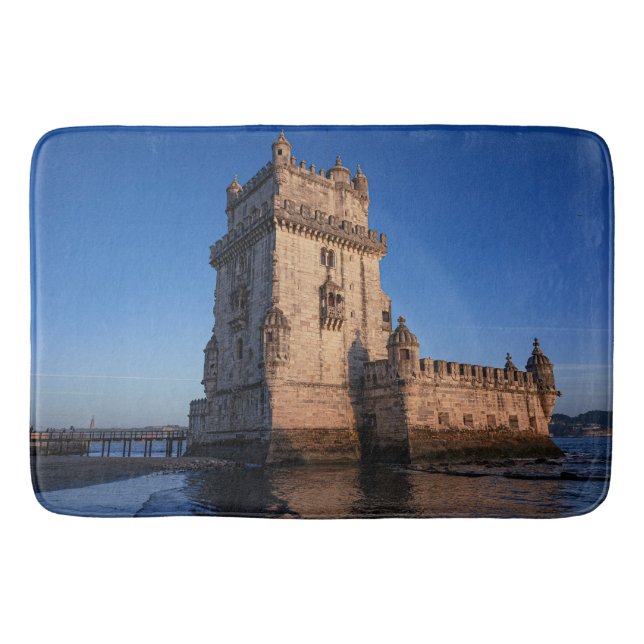 Belem tower at sunset in Lisbon, Portugal Bath Mat (Front)