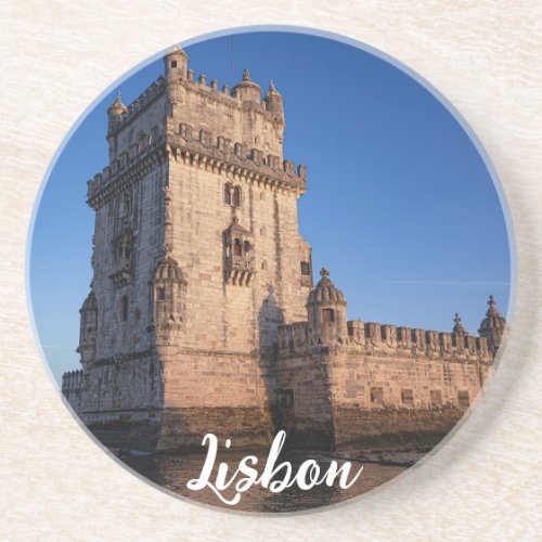 Belem tower at sunset in Lisbon Portugal Coaster