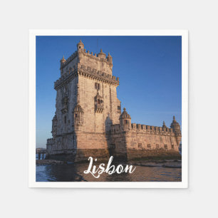Belem tower at sunset in Lisbon, Portugal Napkins