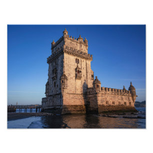 Belem tower at sunset in Lisbon, Portugal Photo Print