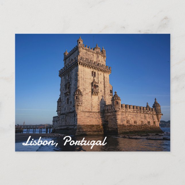 Belem tower at sunset in Lisbon, Portugal Postcard (Front)