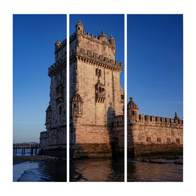 Belem tower at sunset in Lisbon, Portugal Triptych (Front)