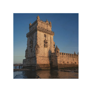 Belem tower at sunset in Lisbon, Portugal Wood Wall Art