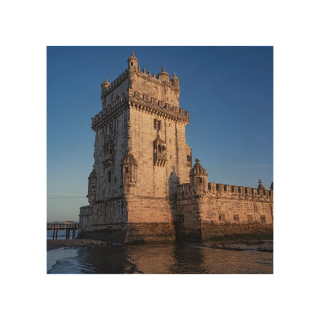 Belem tower at sunset in Lisbon, Portugal Wood Wall Art (Front)