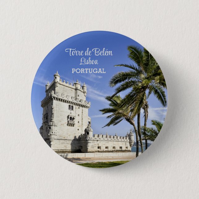 Belém Tower photo, Lisbon, Portugal Button (Front)