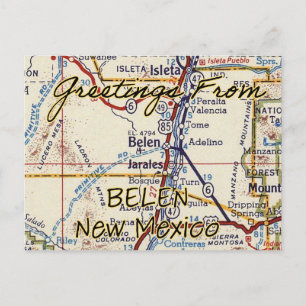 Belen New Mexico Vintage Map Postcard