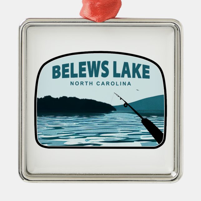 Belews Lake North Carolina Fishing Rod Metal Ornament (Front)