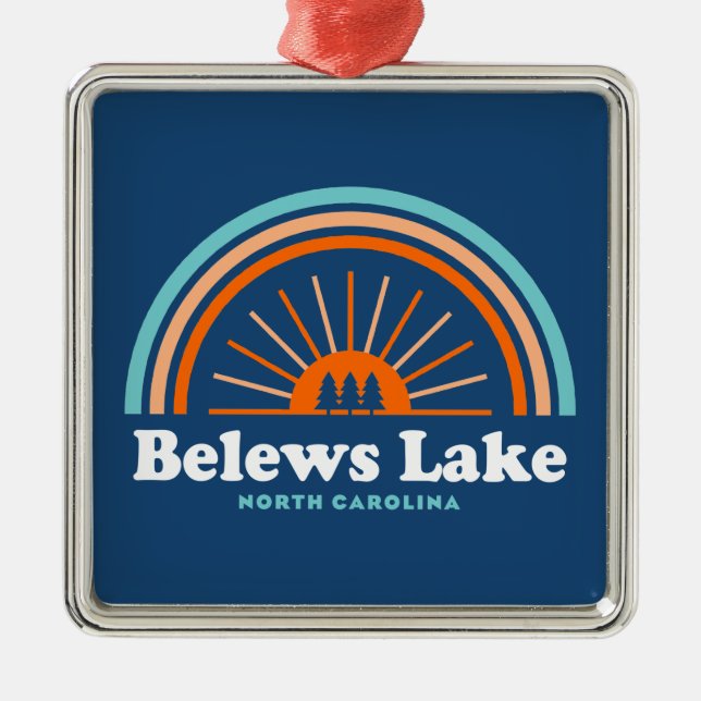 Belews Lake North Carolina Rainbow Metal Ornament (Front)