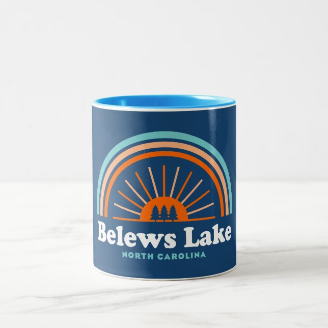 Belews Lake North Carolina Rainbow Two-Tone Coffee Mug (Center)