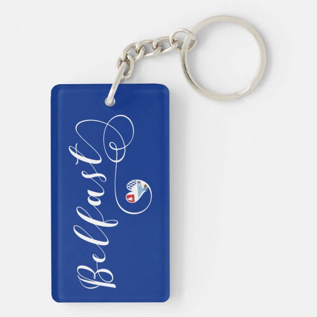 Belfast Flag Heart, Northern Ireland Keychain (Back)