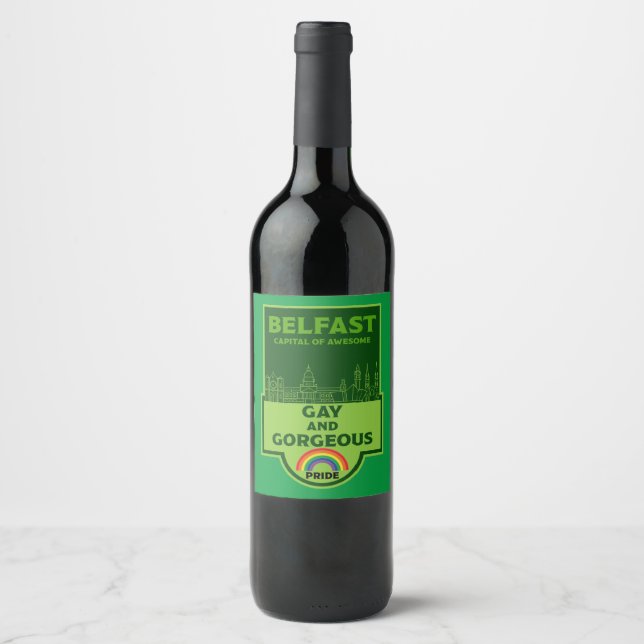Belfast Gay Pride - Brighton Ireland LGBT - Wine Label (Front)