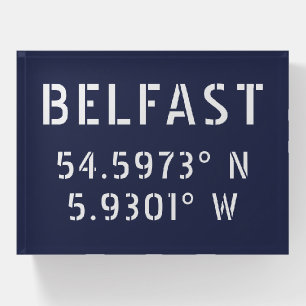 Belfast Latitude Longitude Paperweight
