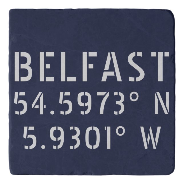Belfast Latitude Longitude Trivet (Front)