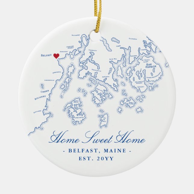 Belfast Maine Ornament - Home Sweet Home (Front)