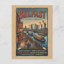 Belfast Northern Ireland Retro Travel Poster