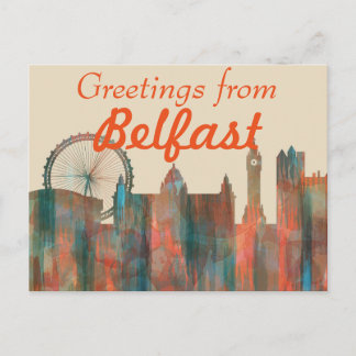 BELFAST, NORTHERN IRELAND SKYLINE POSTCARD