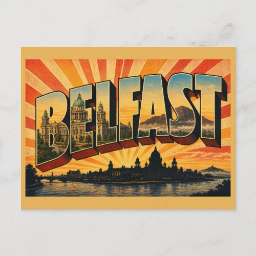 Belfast Northern Ireland Vintage Travel Art Postcard