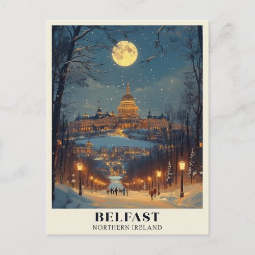 Belfast Winter Night scene  Postcard