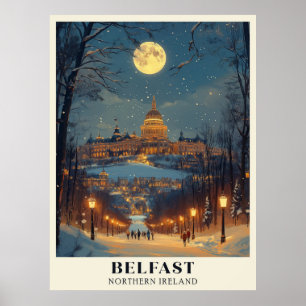 Belfast Winter Night scene Poster