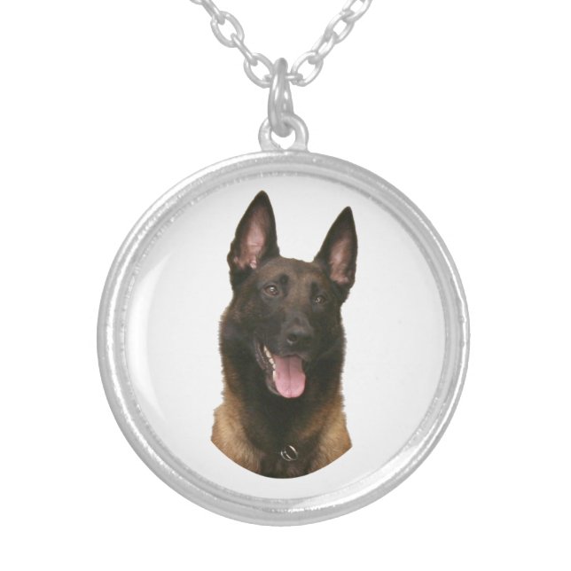 belgain malinois silver plated necklace (Front)